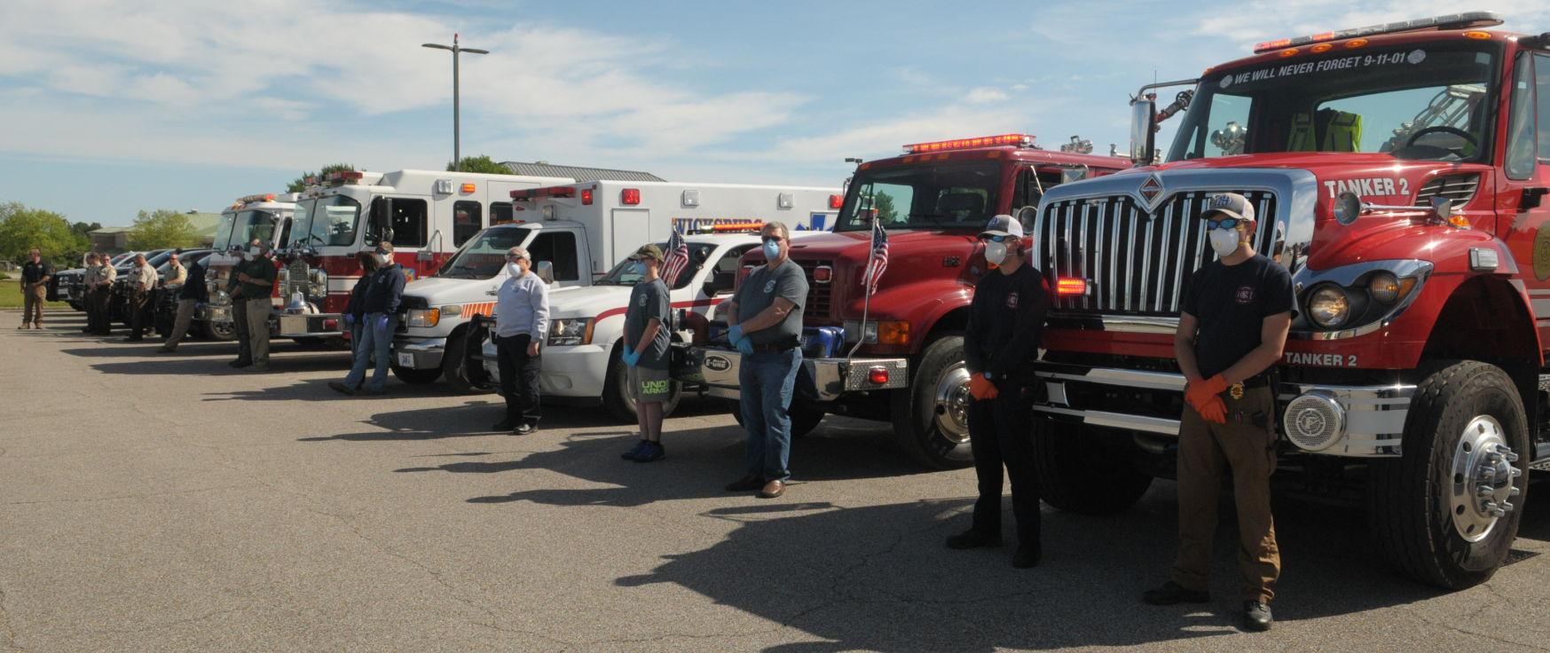 First responders give rolling salute to local health care workers